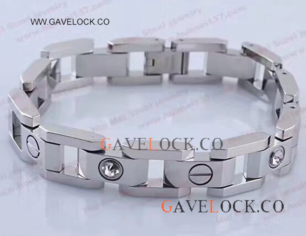 Large Size Cartier Love Bracelet Stainless Steel With 4 Diamonds
